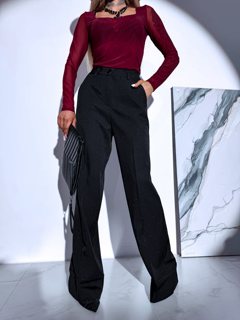 "LUX LASH VS8125-1" fabric pants - BLACK